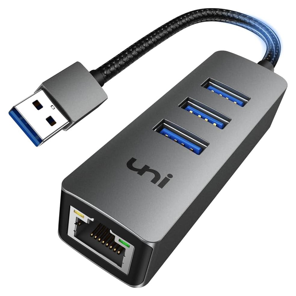 Adaptador USB a Ethernet uni EHUB02 4 en 1 Gigabit 1000 Mbps