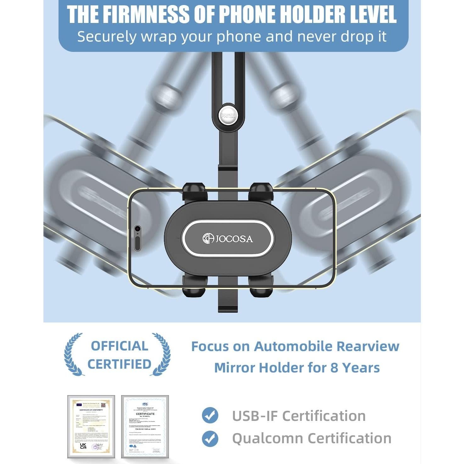 Soporte para Teléfono JOCOSA en Espejo Retrovisor 360°