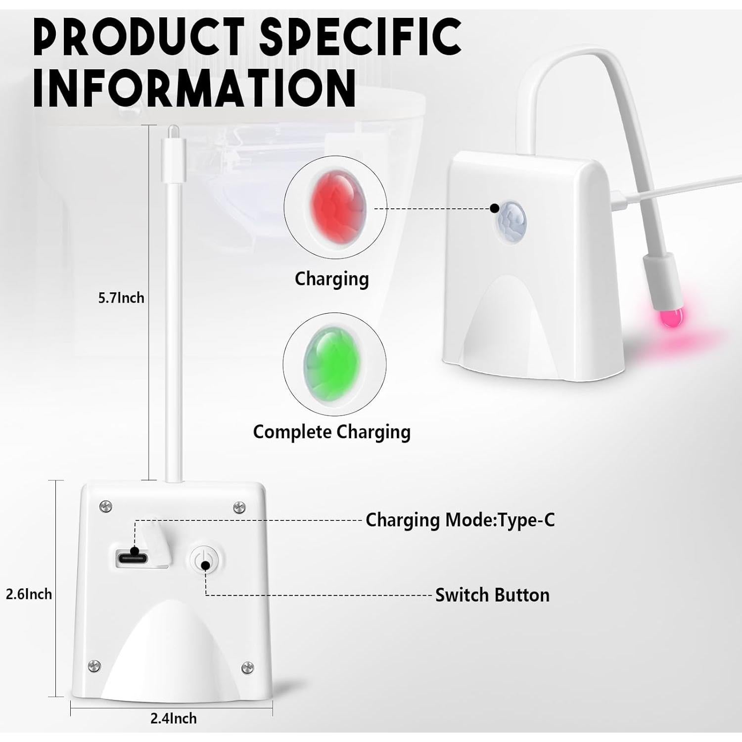 Luz Nocturna para Inodoro LAVAED LED 16 Colores Sensor Movimiento