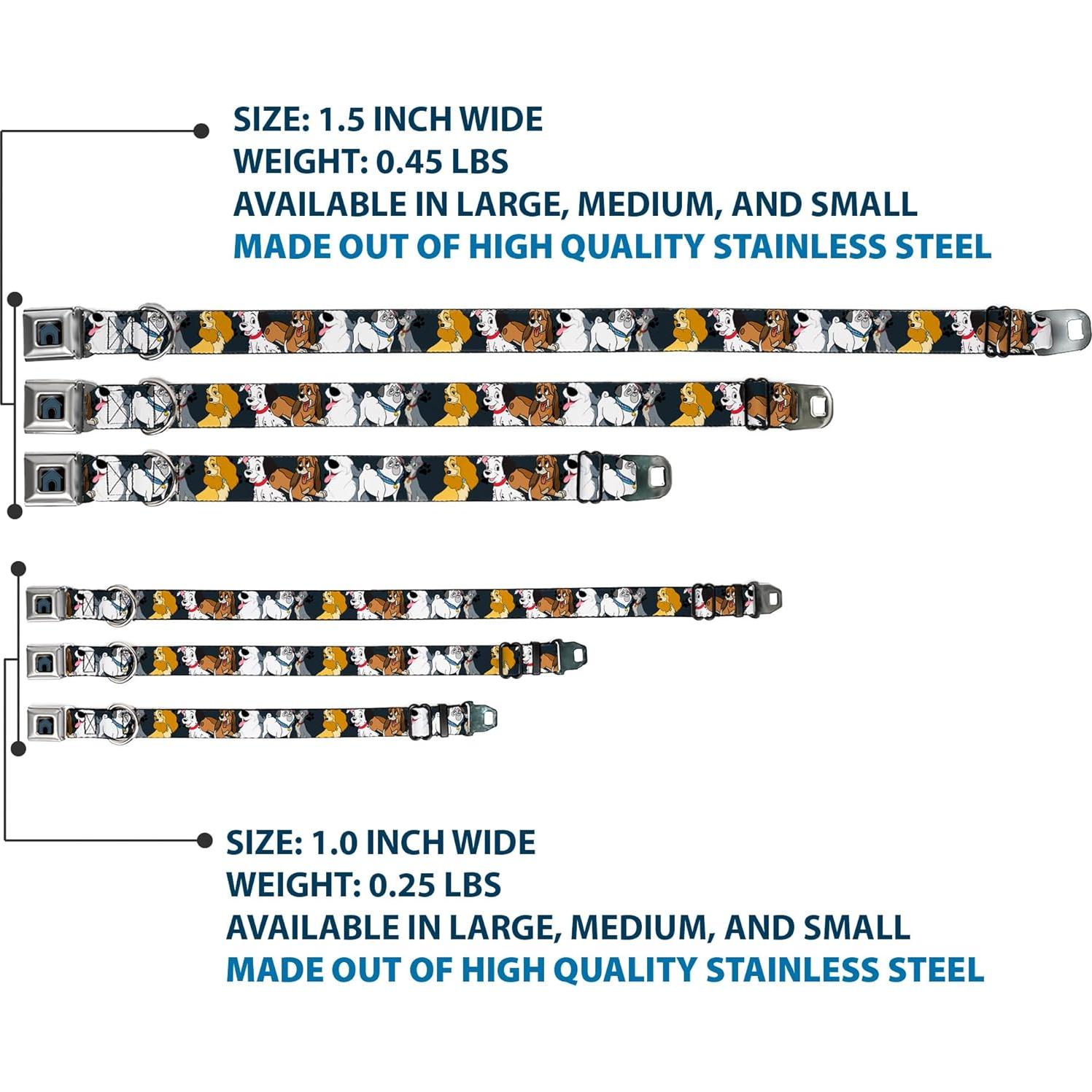 Collar de Perro Buckle-Down Disney Patas Gris 24-33 cm 2.54 cm Ancho