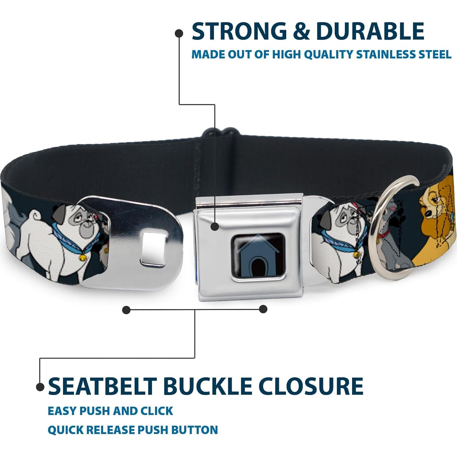 Collar de Perro Buckle-Down Disney Patas Gris 24-33 cm 2.54 cm Ancho