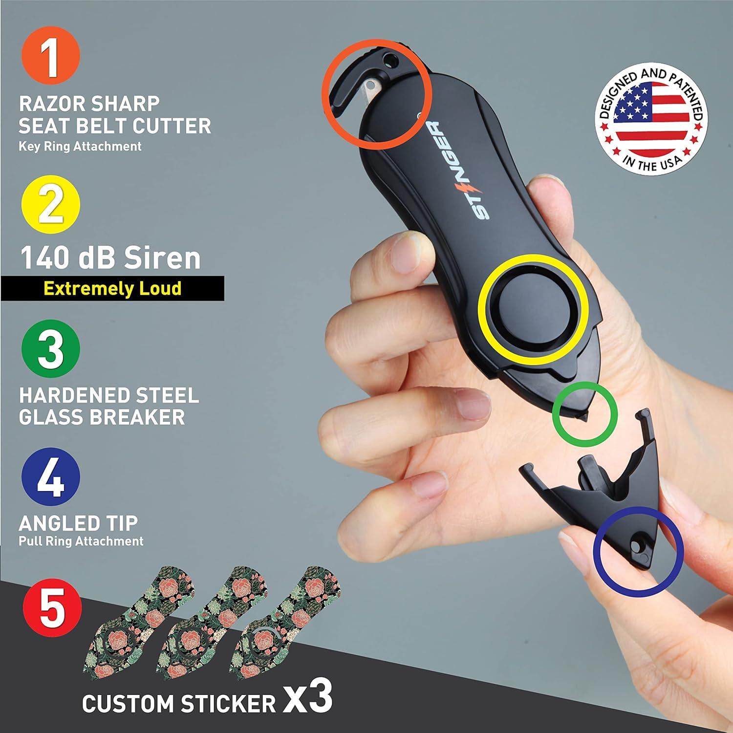 Alarma Personal Stinger Llavero 140dB con Cortador y Rompedor