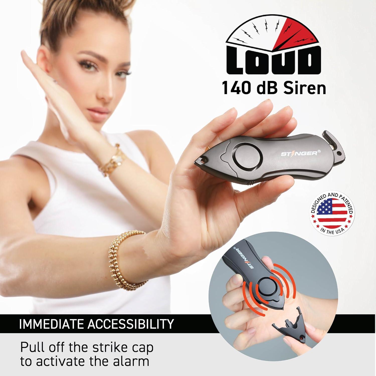 Alarma Personal Stinger Llavero 140dB con Cortador y Rompedor