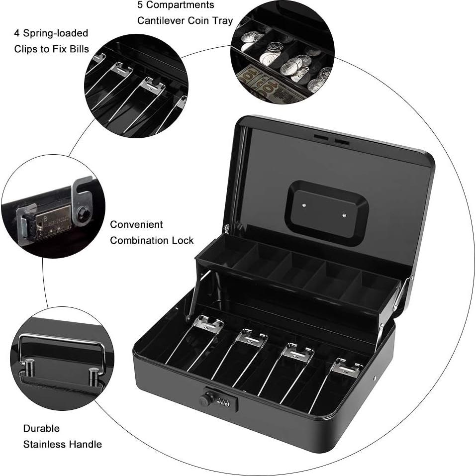 Caja de Dinero Goehiaul con Cerradura de Combinación 30x24x9 cm