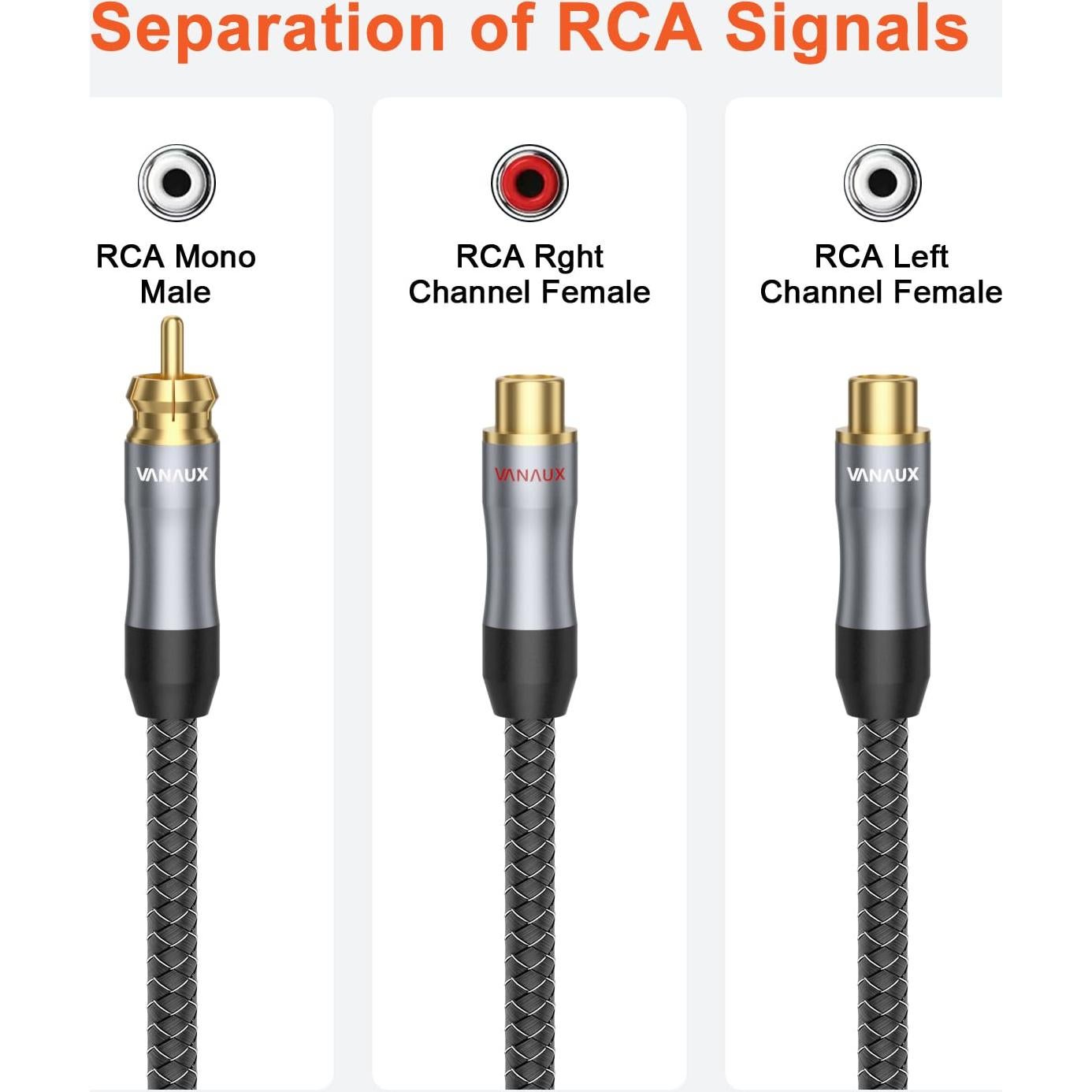 Divisor RCA Y VANAUX 30cm 1 Macho a 2 Hembras Audio