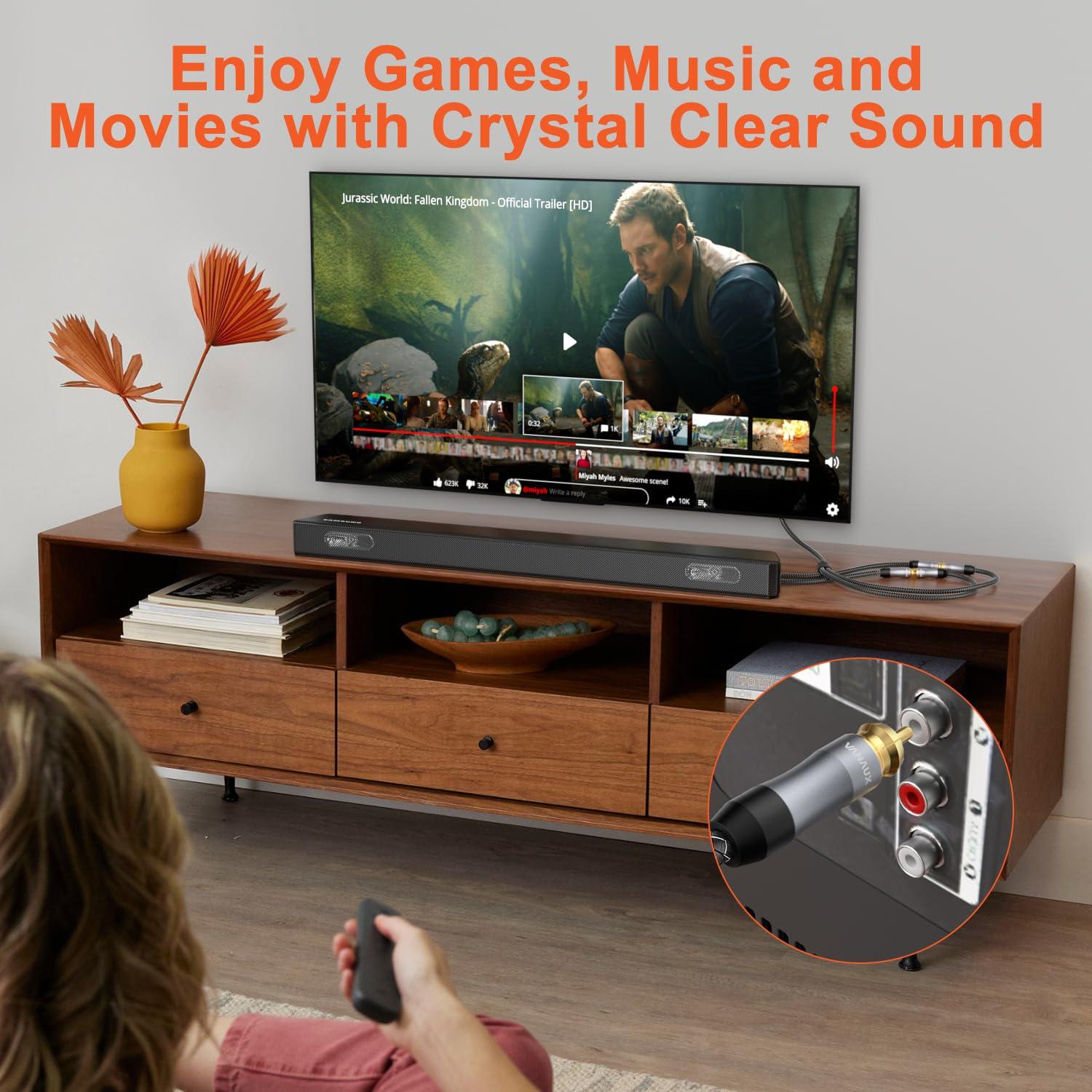 Divisor RCA Y VANAUX 30cm 1 Macho a 2 Hembras Audio