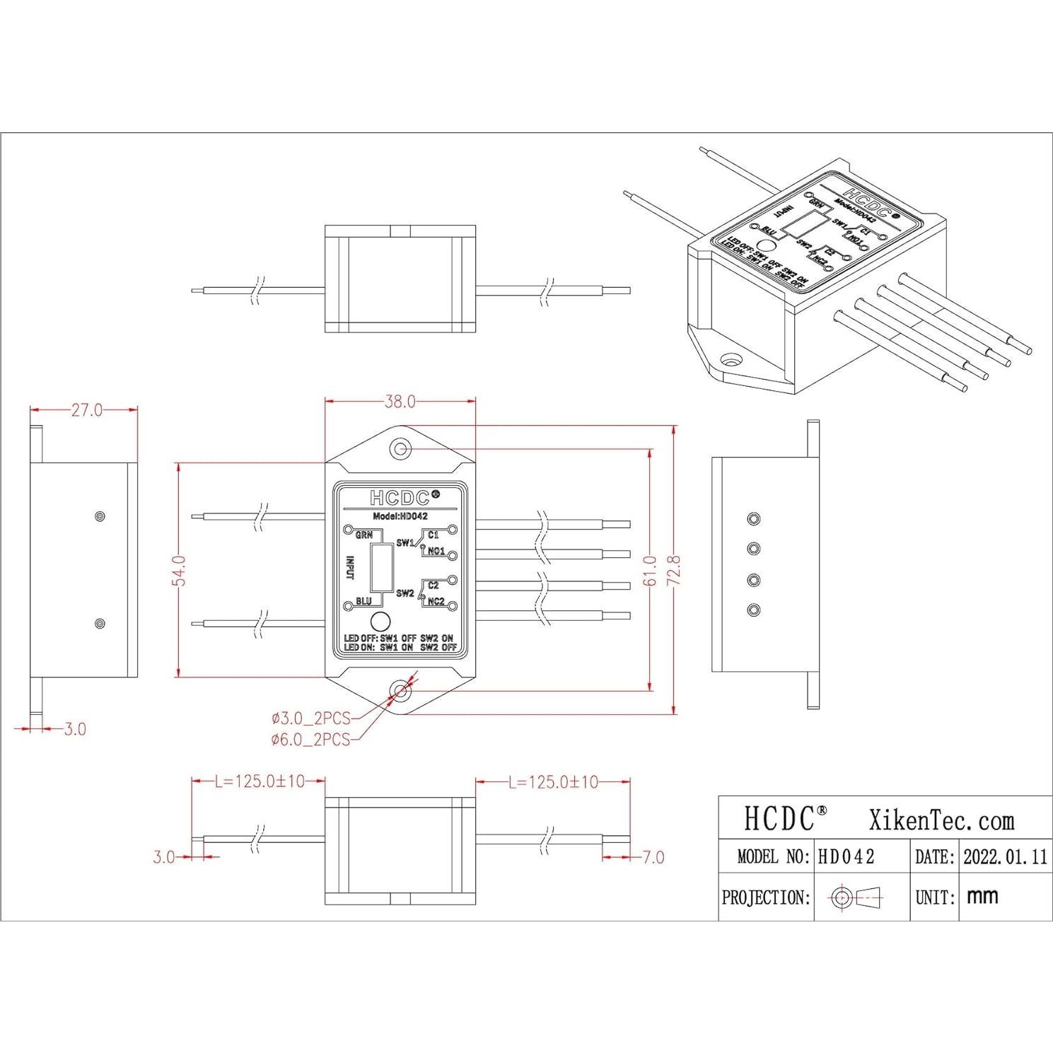 Módulo de Relé DPST 1NO 1NC 8A 5V Xiken