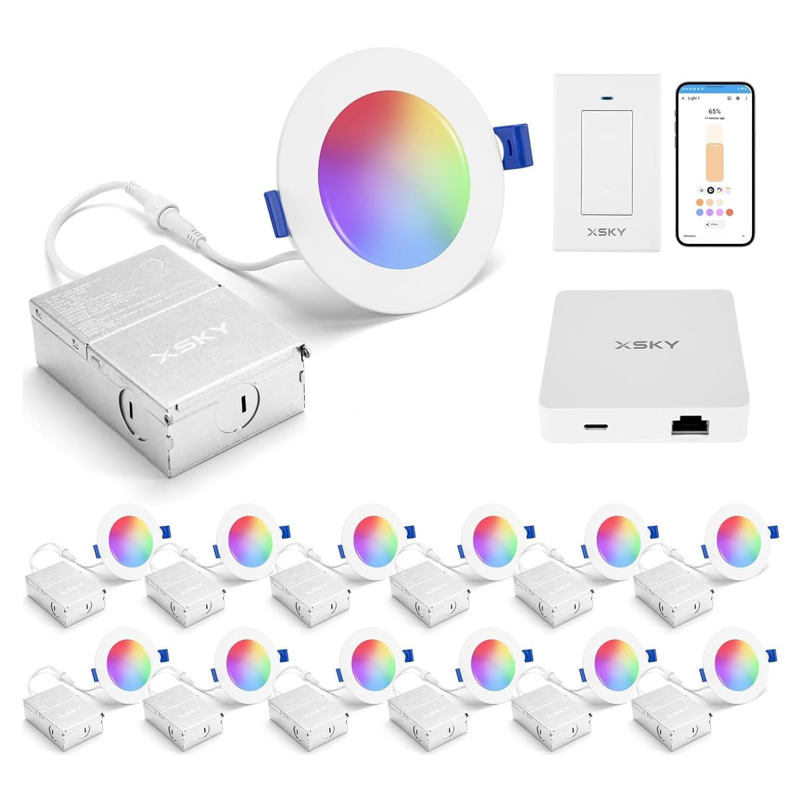 Xsky Luz Empotrada Inteligente 4" 12 Paquete Zigbee 10W