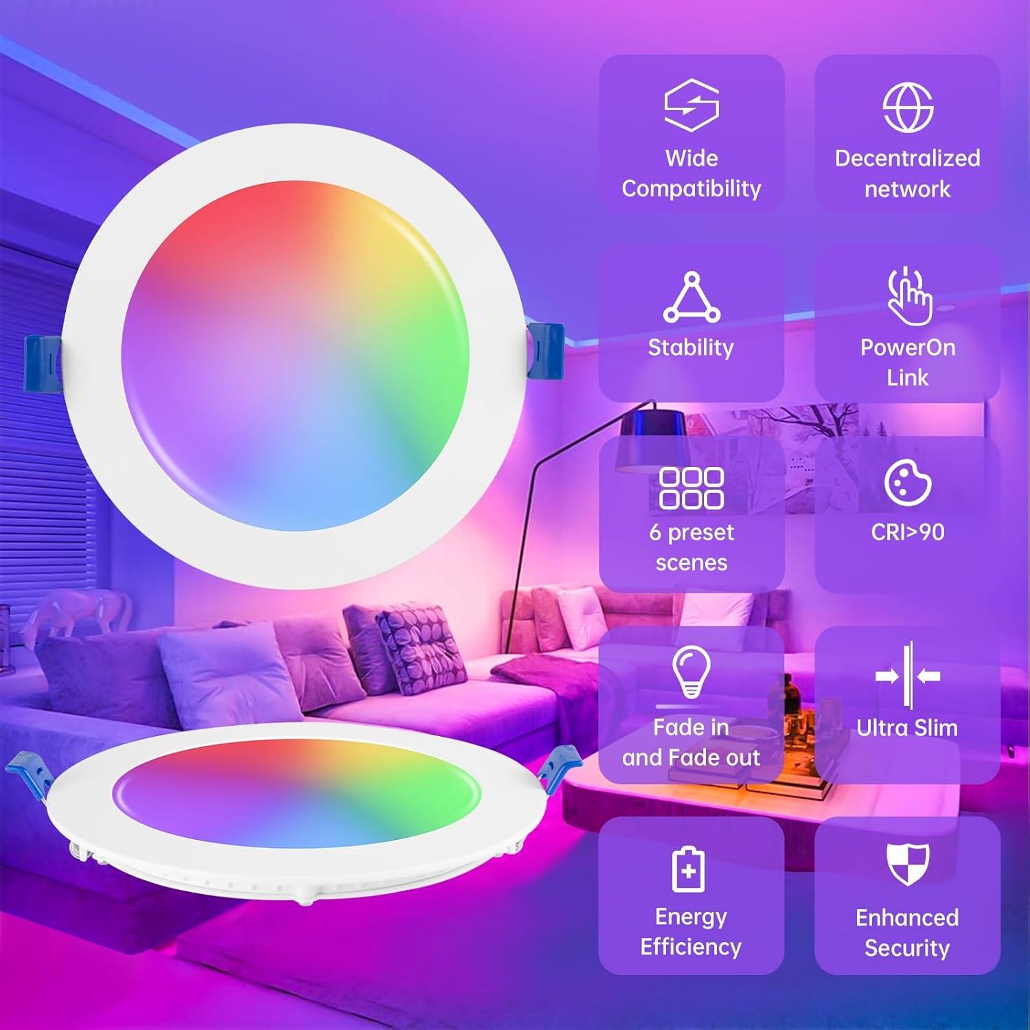 Xsky Luz Empotrada Inteligente 4" 12 Paquete Zigbee 10W