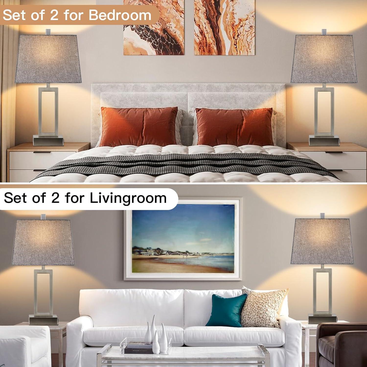 Juego de 2 Lámparas de Mesa Lolikit con Control Táctil y USB