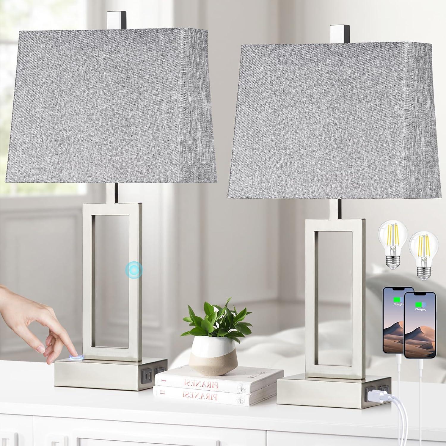 Juego de 2 Lámparas de Mesa Lolikit con Control Táctil y USB