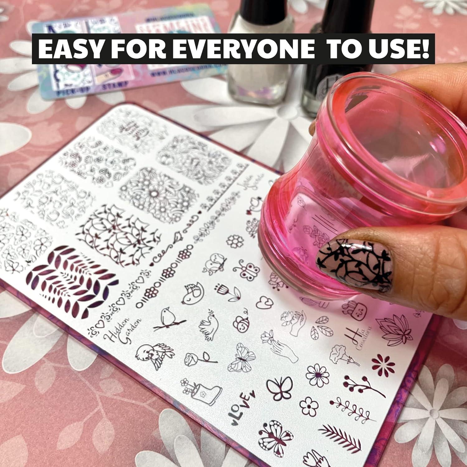 Placa de Estampado de Uñas H la Cosedora Jardín Oculto