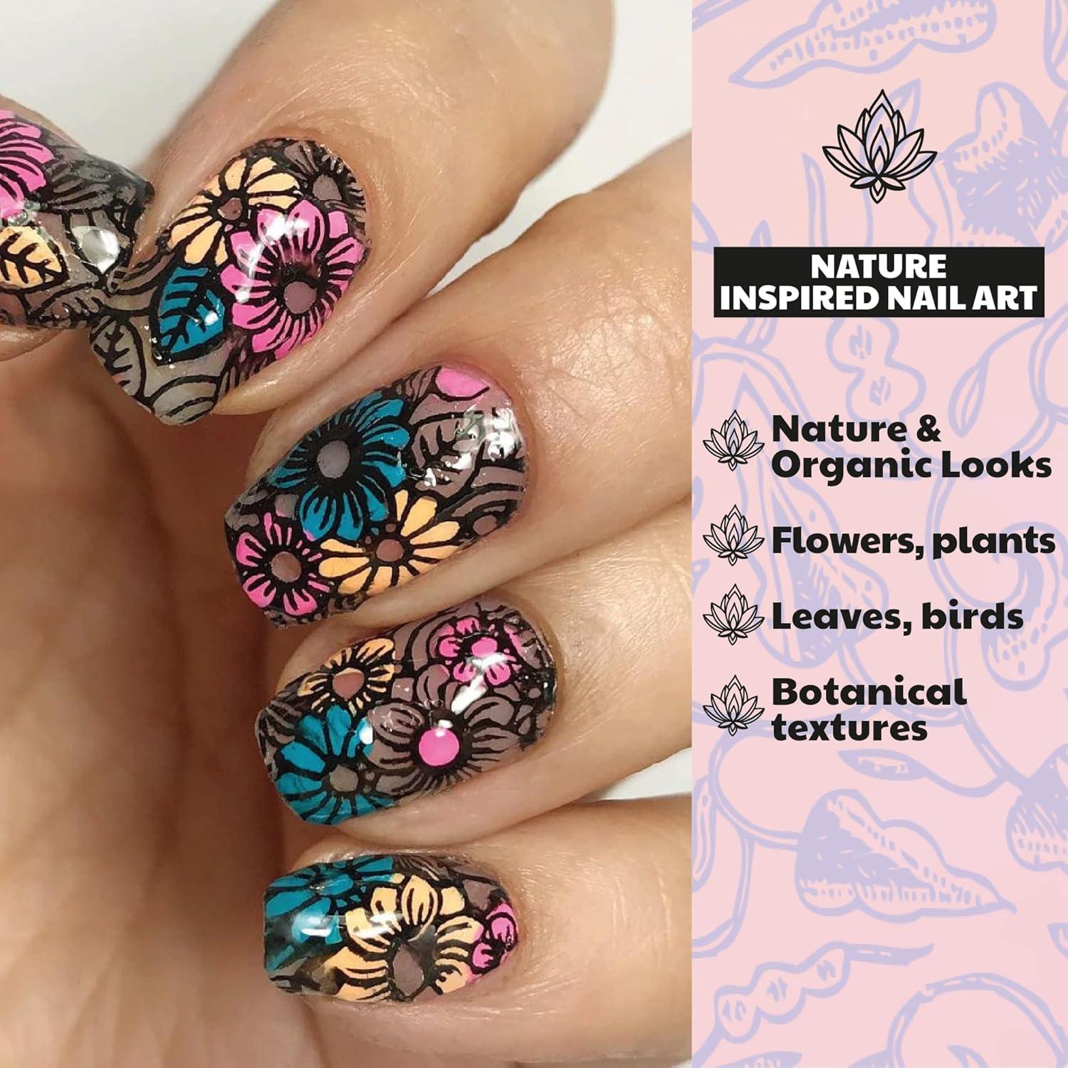 Placa de Estampado de Uñas H la Cosedora Jardín Oculto