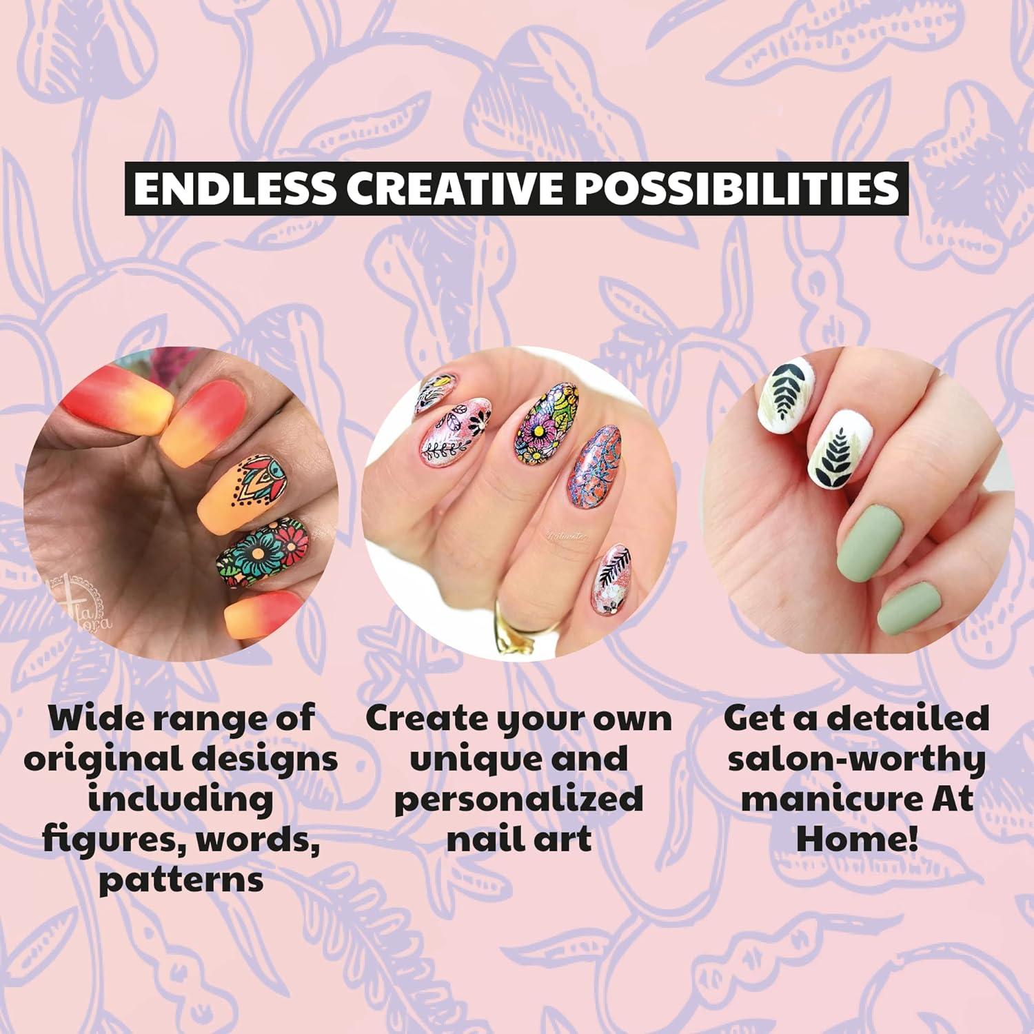 Placa de Estampado de Uñas H la Cosedora Jardín Oculto