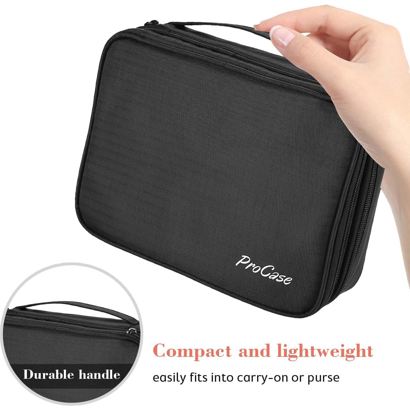 Organizador de Joyas de Viaje ProCase Negro, Bolsa Acolchada 23x17cm