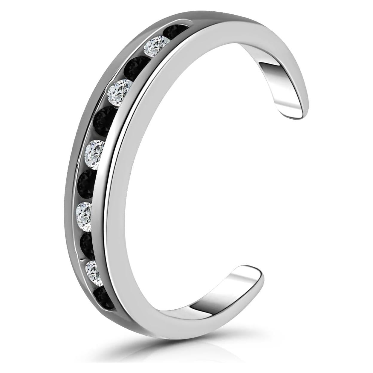 Anillo Abierto Ajustable Plata Esterlina 925 Aros y Bucles CZ