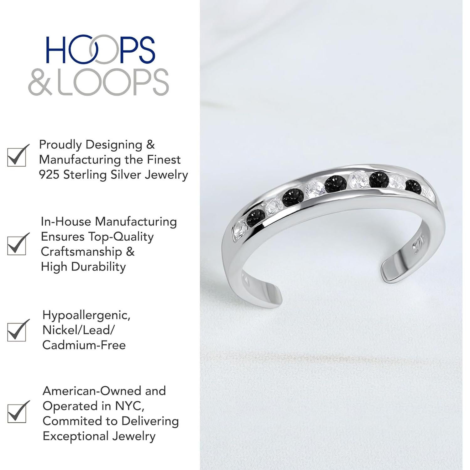 Anillo Abierto Ajustable Plata Esterlina 925 Aros y Bucles CZ