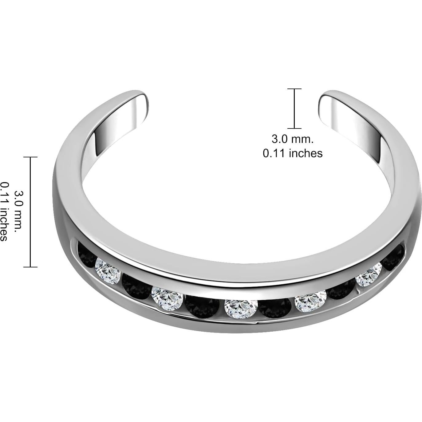 Anillo Abierto Ajustable Plata Esterlina 925 Aros y Bucles CZ