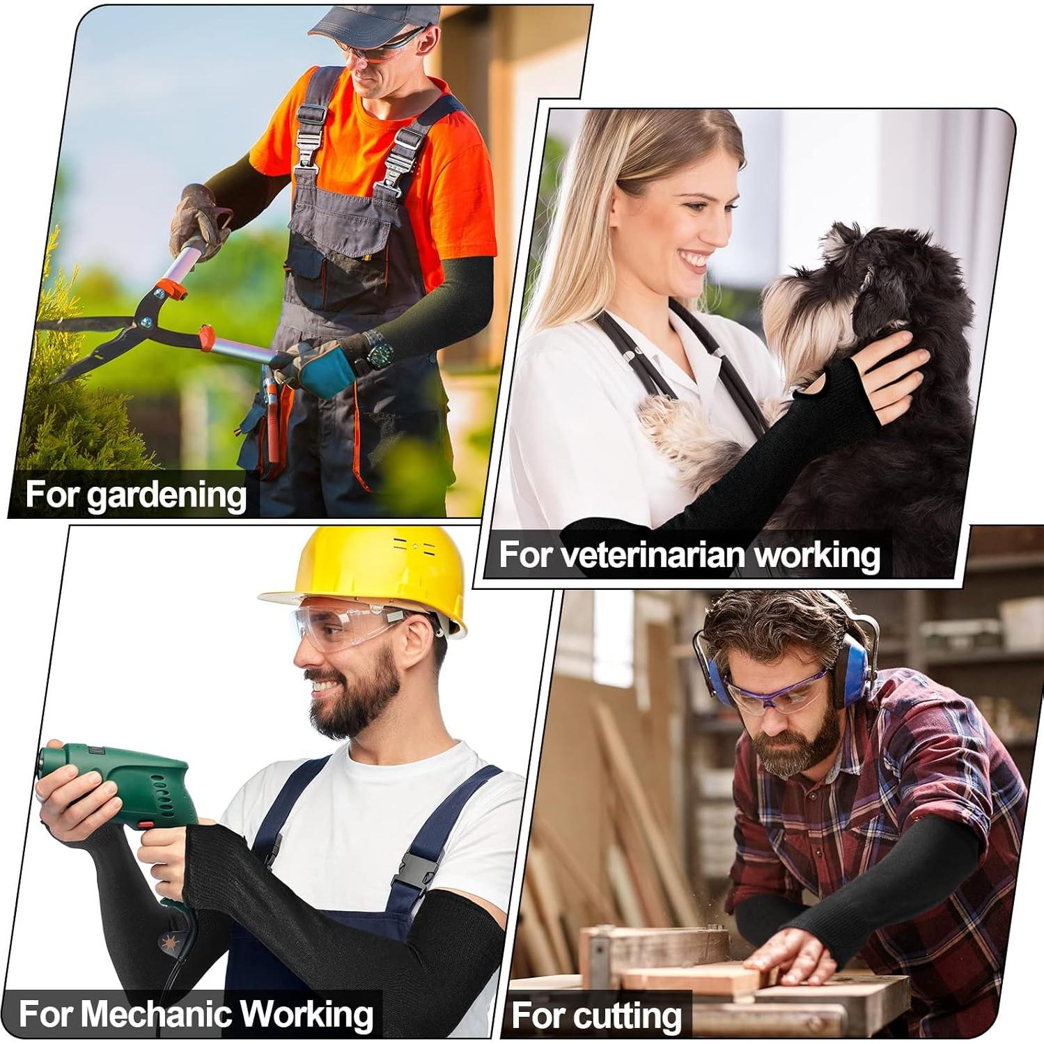 Mangas Resistentes al Corte JaGely 6 Pares 45 cm Negro