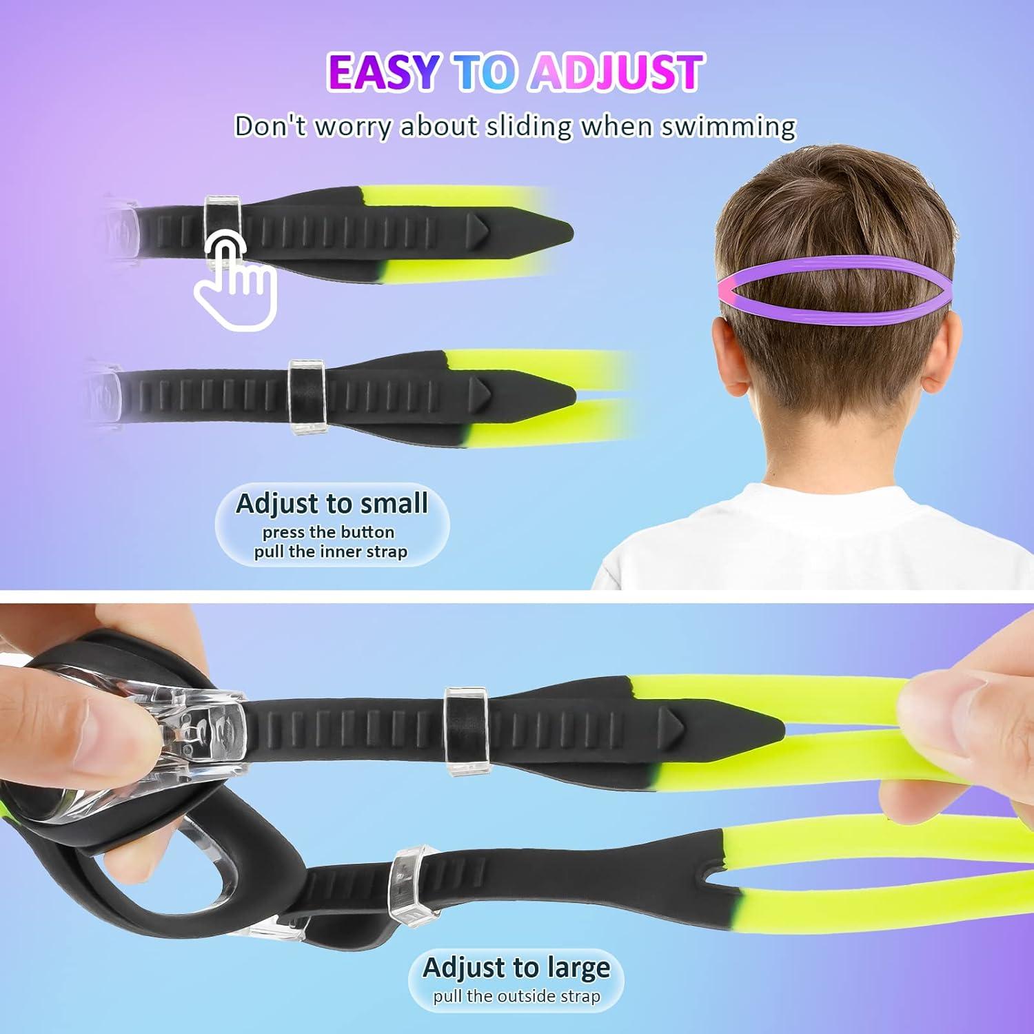 Gafas de Natación XDX para Niños 4-14 Años, Paquete de 4, Antiempañante UV