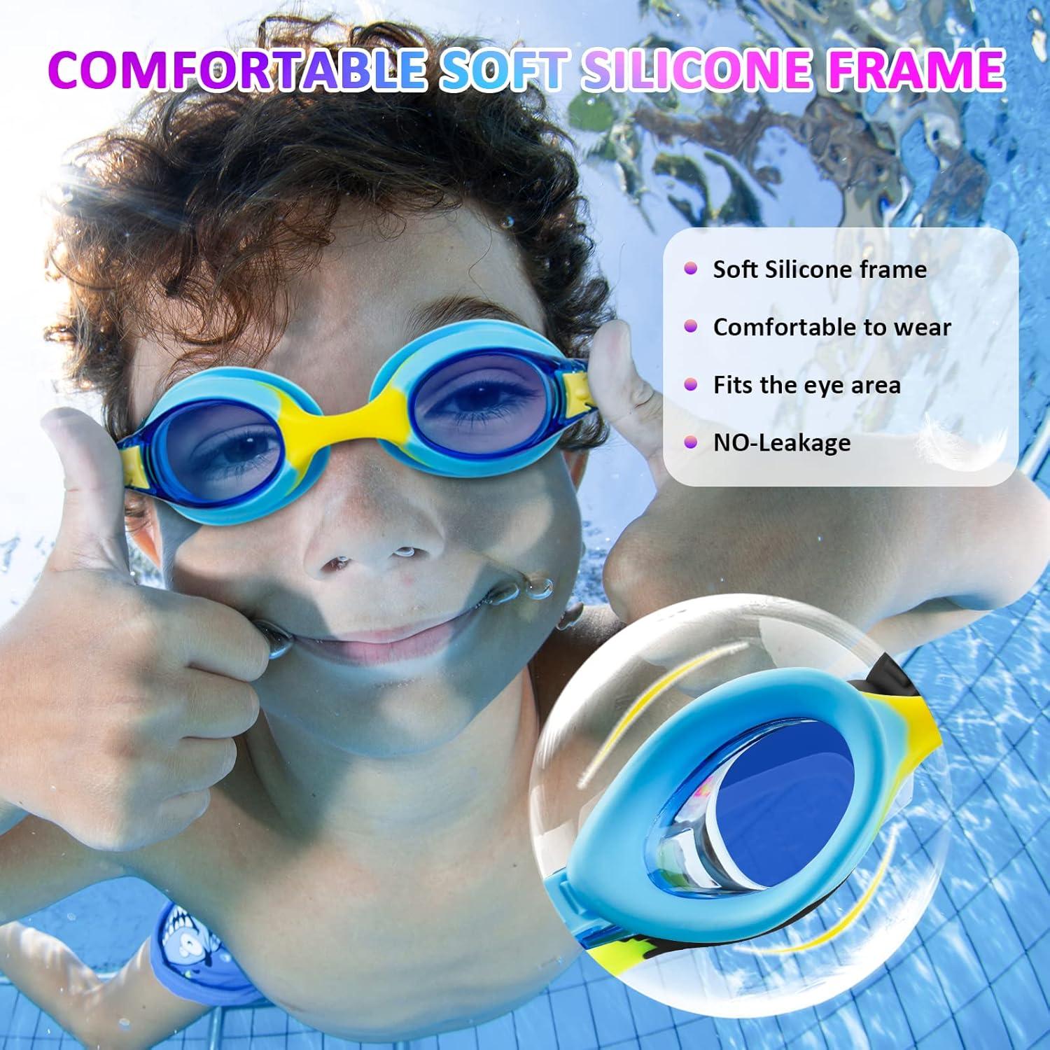 Gafas de Natación XDX para Niños 4-14 Años, Paquete de 4, Antiempañante UV