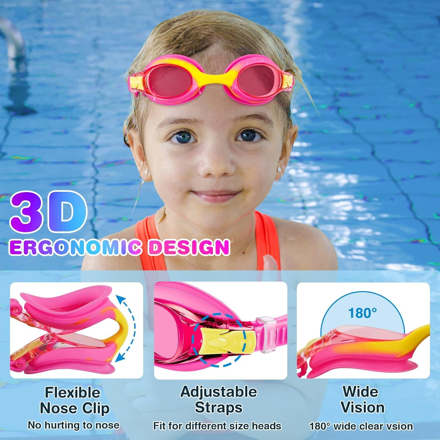 Gafas de Natación XDX para Niños 4-14 Años, Paquete de 4, Antiempañante UV