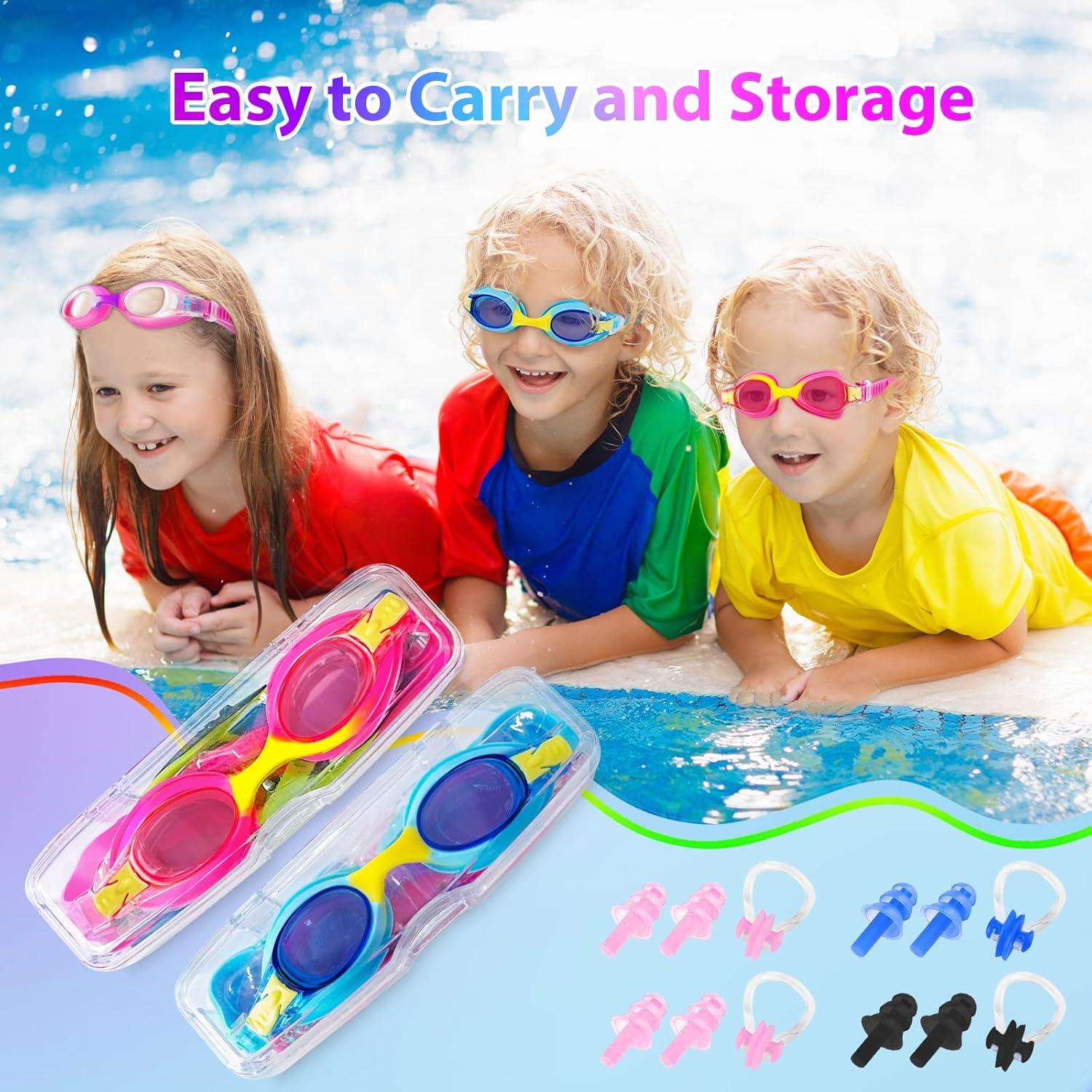 Gafas de Natación XDX para Niños 4-14 Años, Paquete de 4, Antiempañante UV