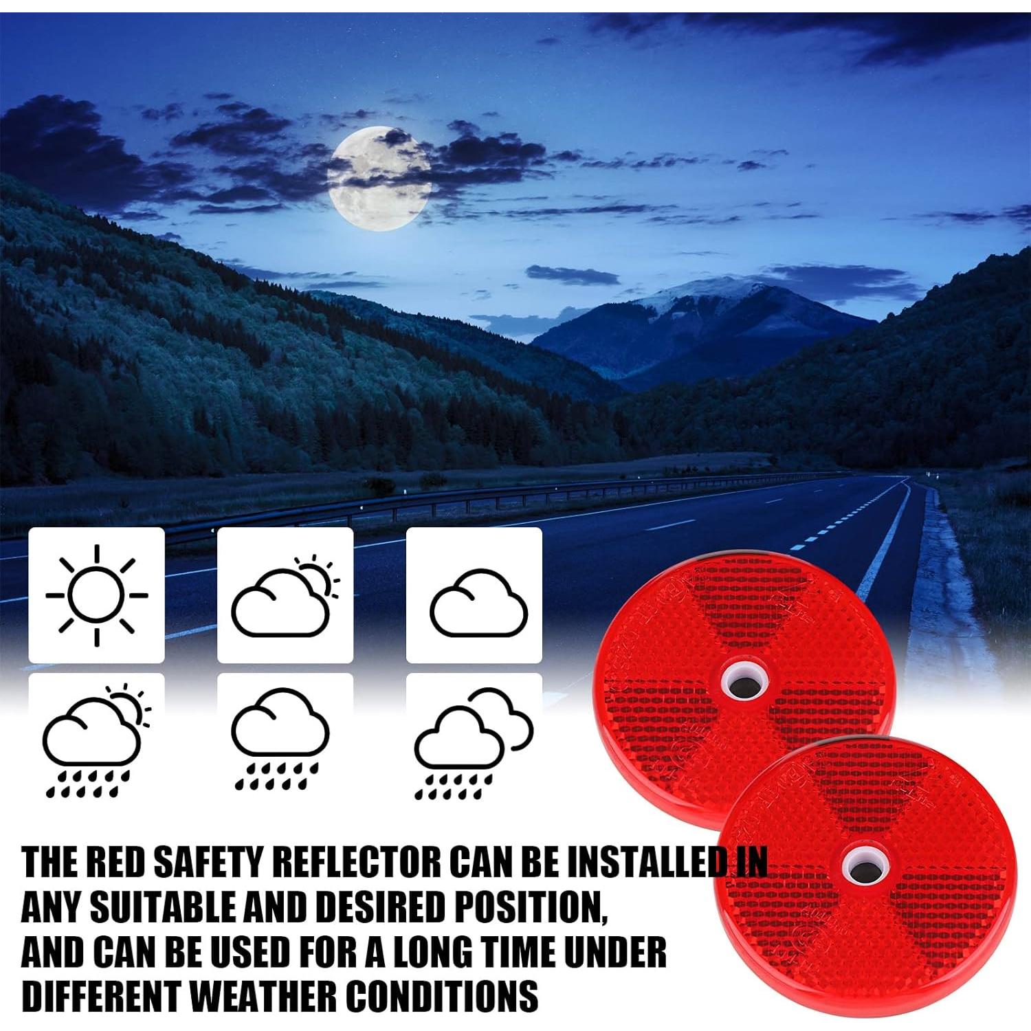 48 Reflectores Redondos de Seguridad Kingdder 6 cm Rojos