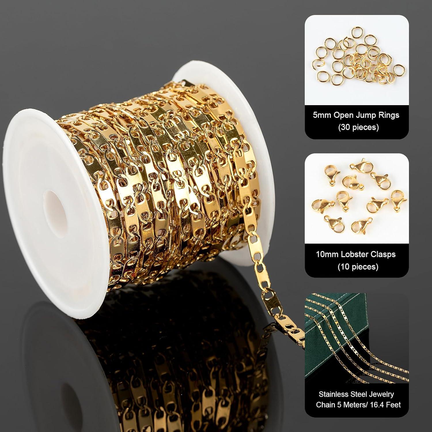 Cadena de Joyería de Acero Inoxidable Baño de Oro 5m UMAOKANG