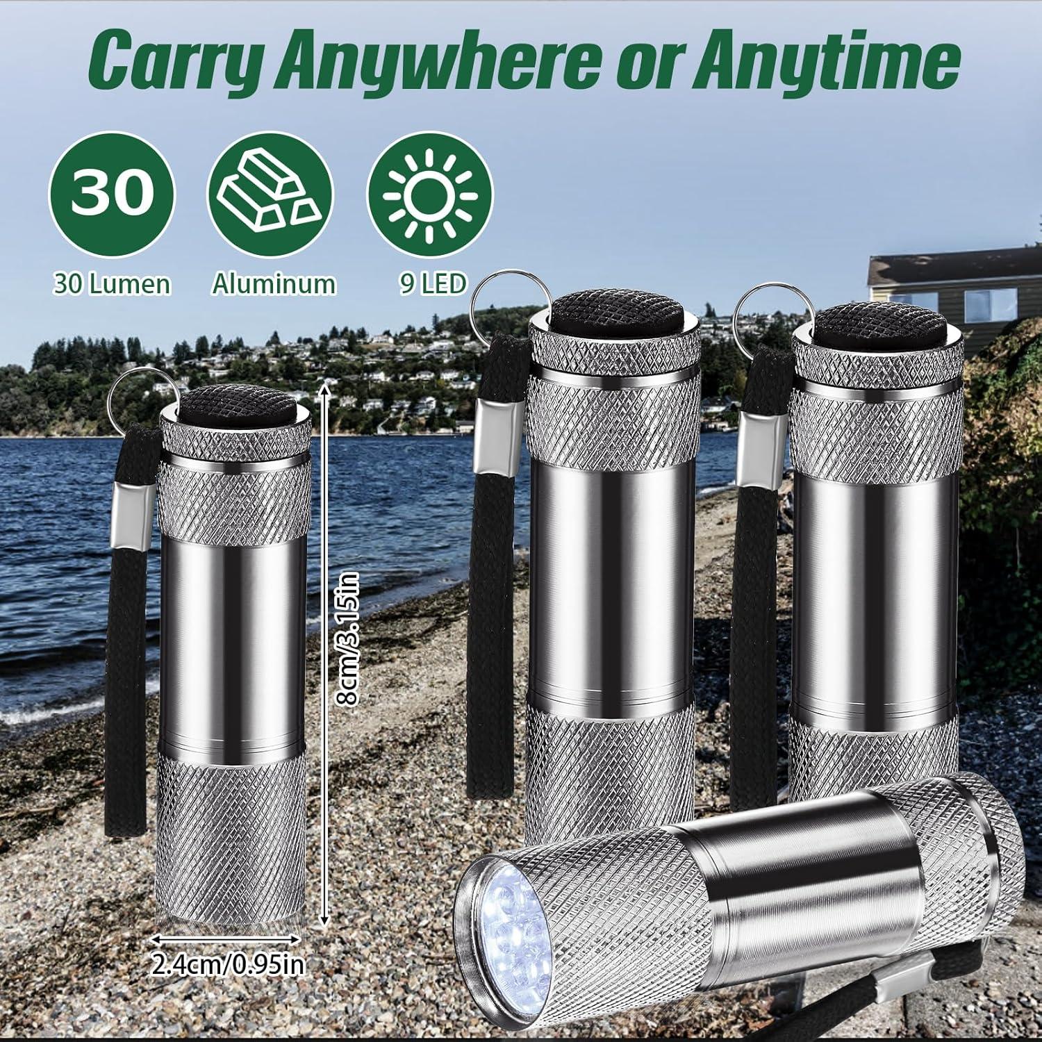 12 Mini Linternas LED VIHOSE de Aluminio Gris para Camping