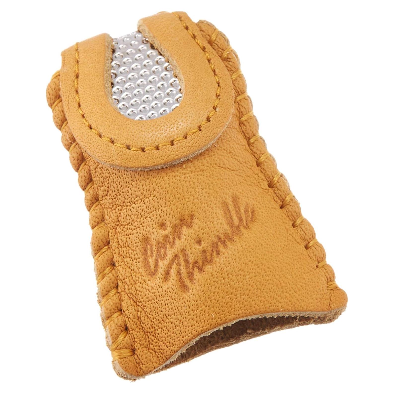 Dedal de Cuero Doble Cara Clover Marrón con Punta de Metal