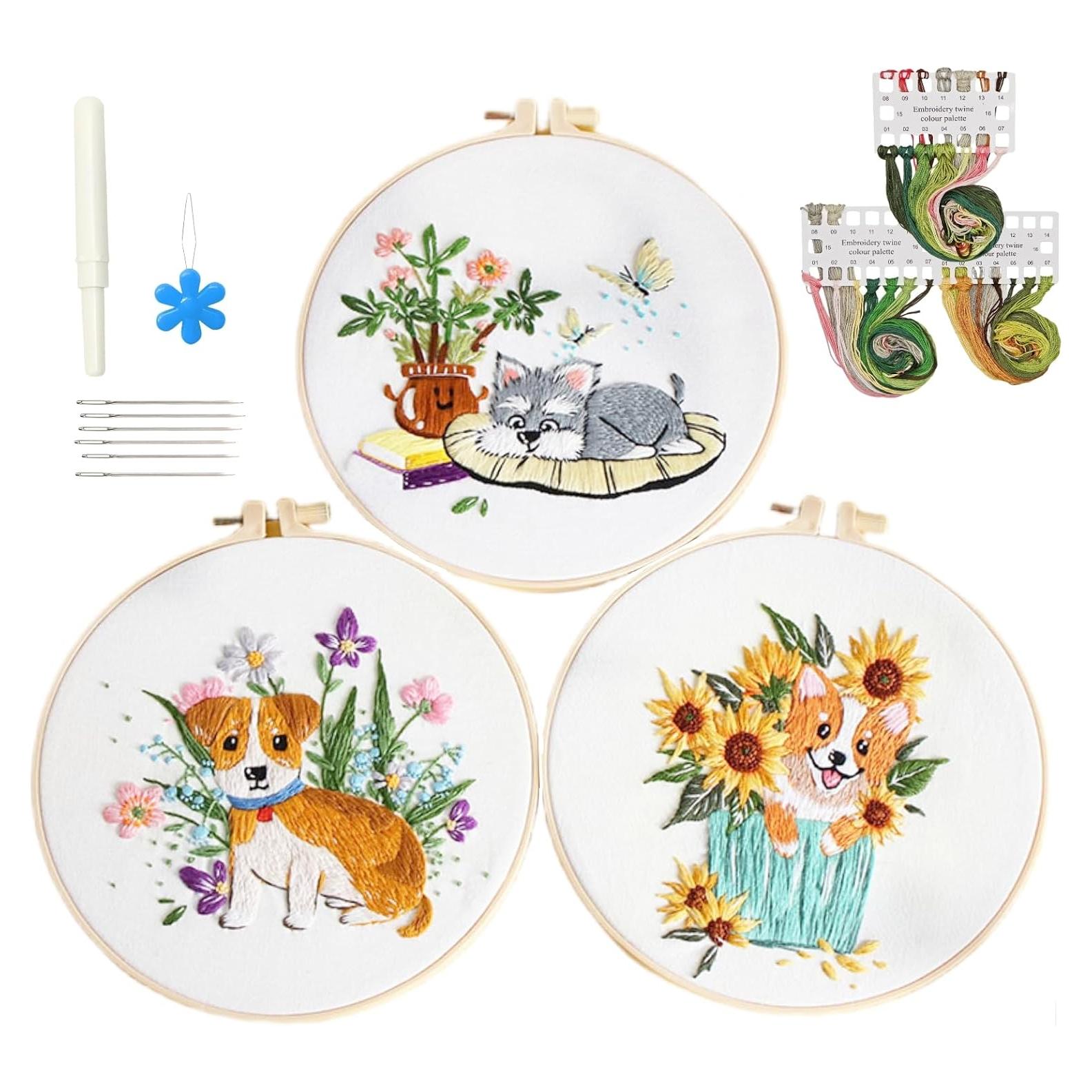 Kit de Bordado para Principiantes Highkick - 3 Diseños Animales