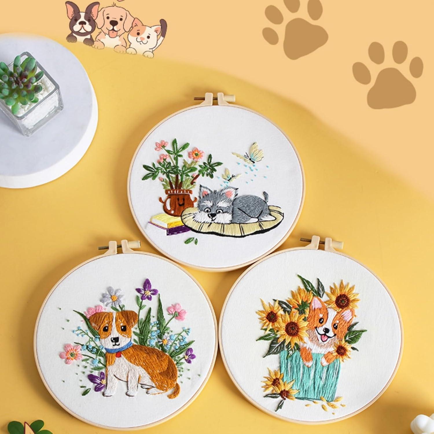 Kit de Bordado para Principiantes Highkick - 3 Diseños Animales