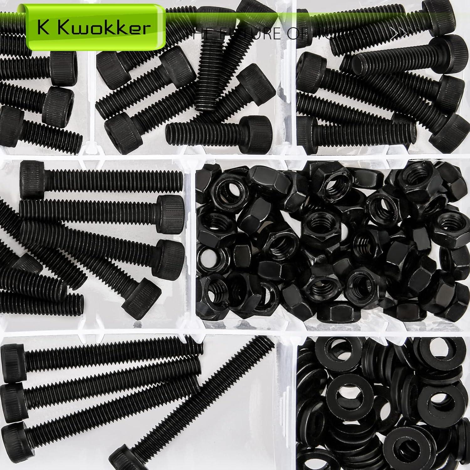 Juego de Tornillos M6 K Kwokker 180 Pcs 12 a 45 mm Hexagonal