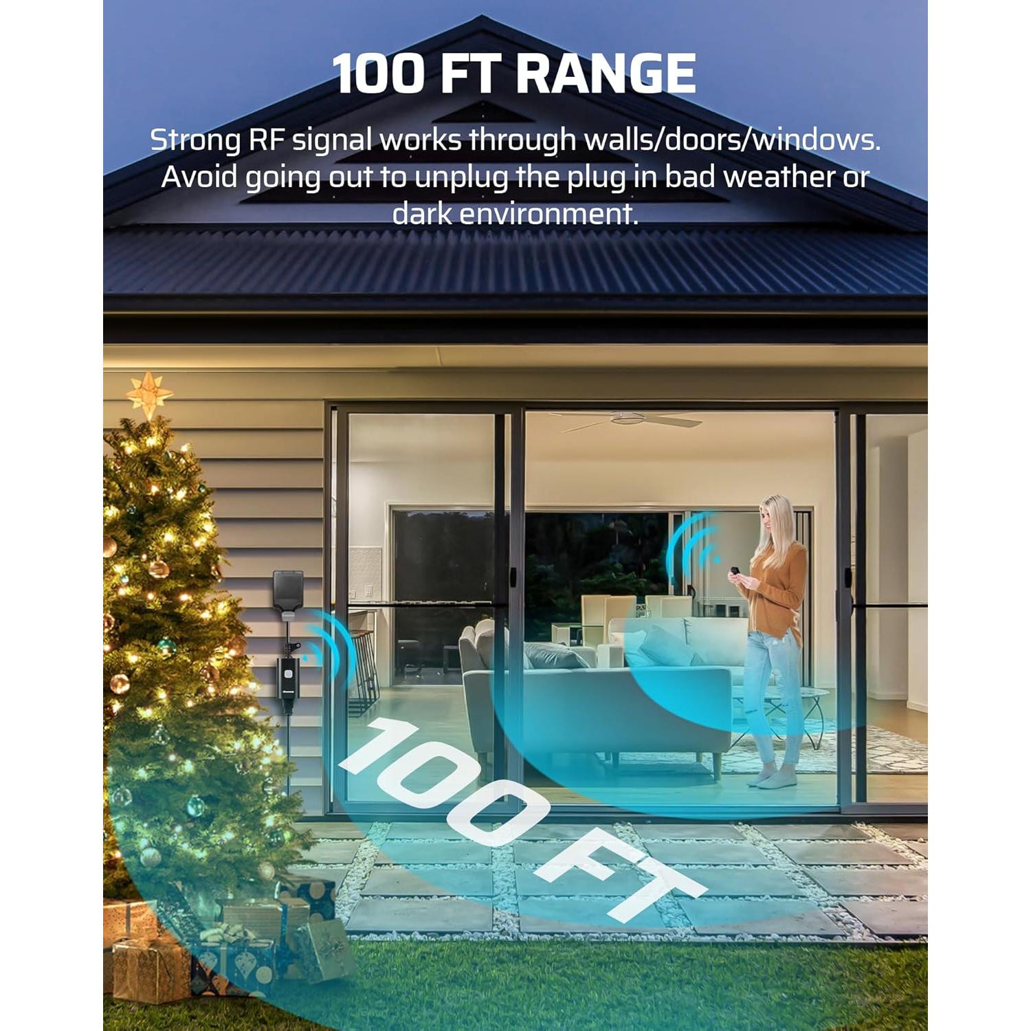 Enchufe Remoto DEWENWILS para Exterior 15A 100FT Resistente