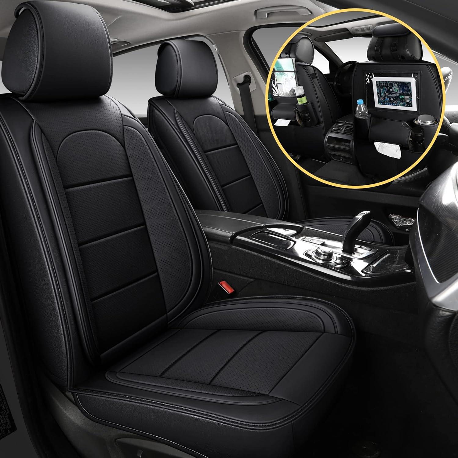 Cubiertas de Asiento de Coche de Cuero AOOG Negro Universal