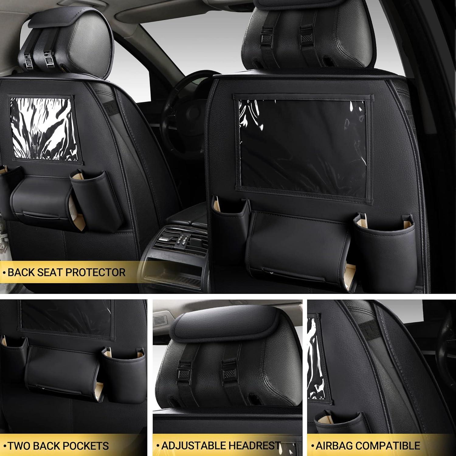 Cubiertas de Asiento de Coche de Cuero AOOG Negro Universal