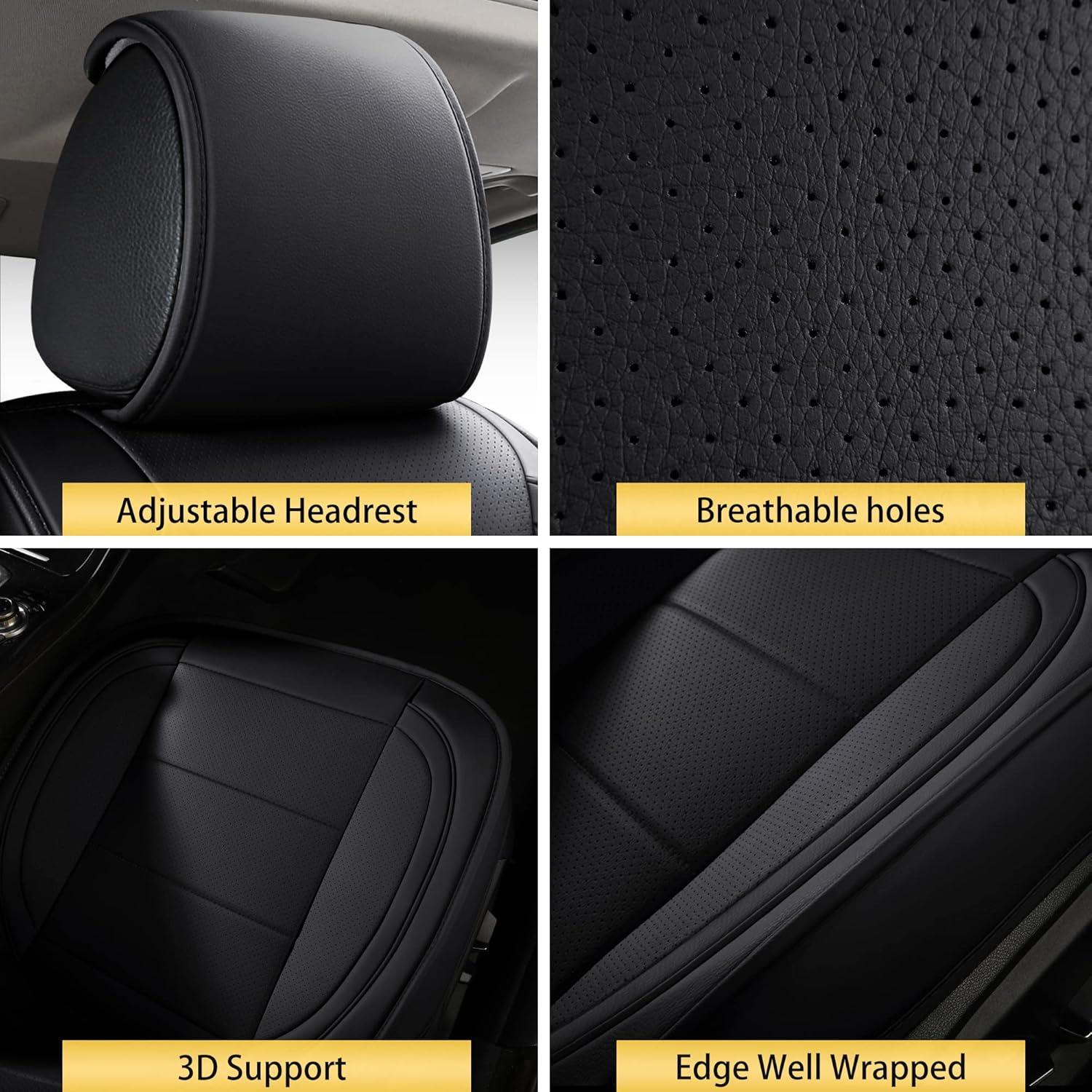 Cubiertas de Asiento de Coche de Cuero AOOG Negro Universal