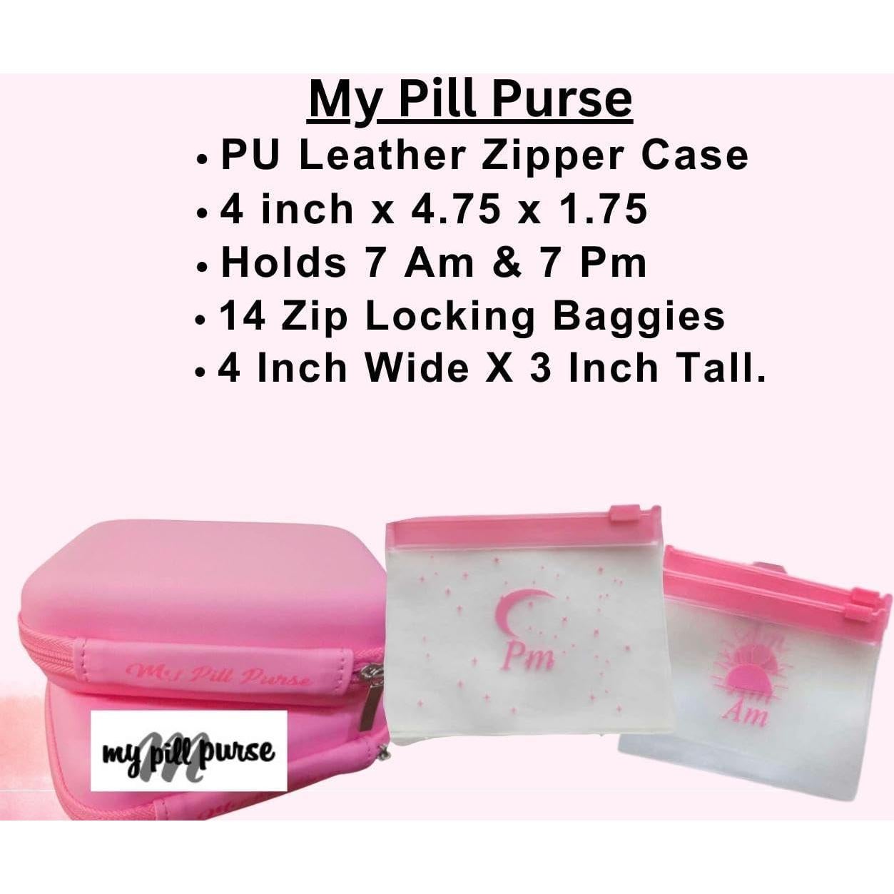 Billetera organizadora de pastillas rosa AM PM HomeBeautyGarden