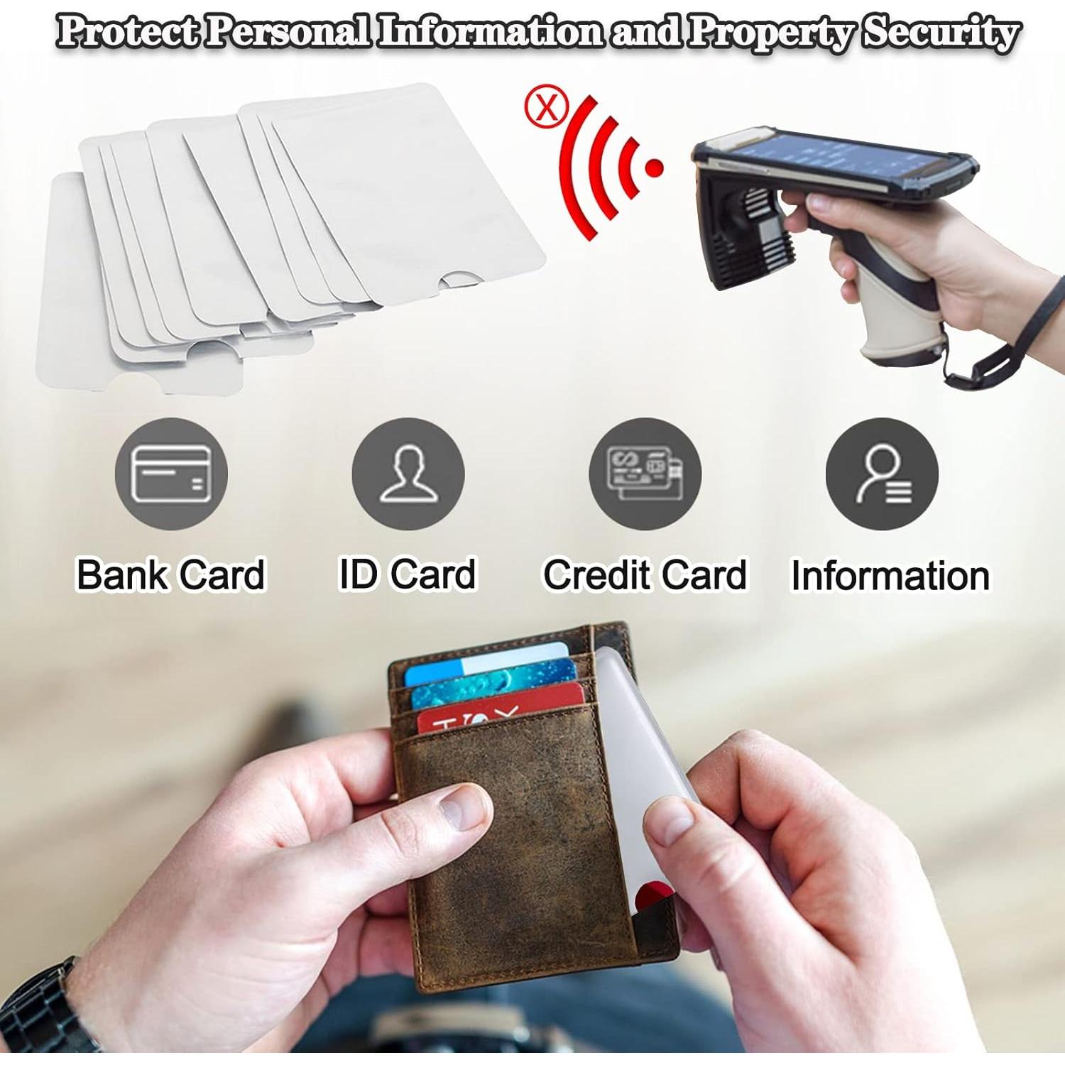 Soporte de Tarjetas RFID - 10 Fundas de Aluminio Impermeable