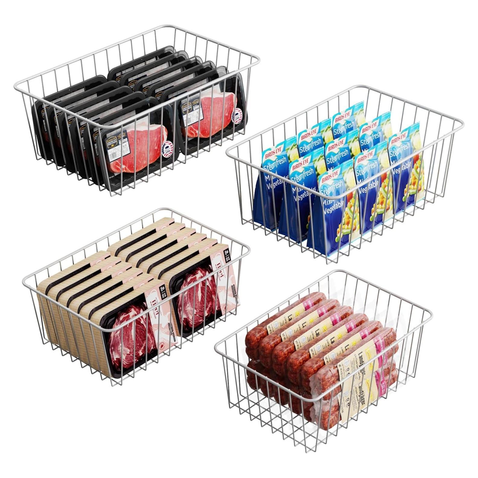 Cestas Organizadoras de Congelador iSPECLE - Paquete de 4 Blancas