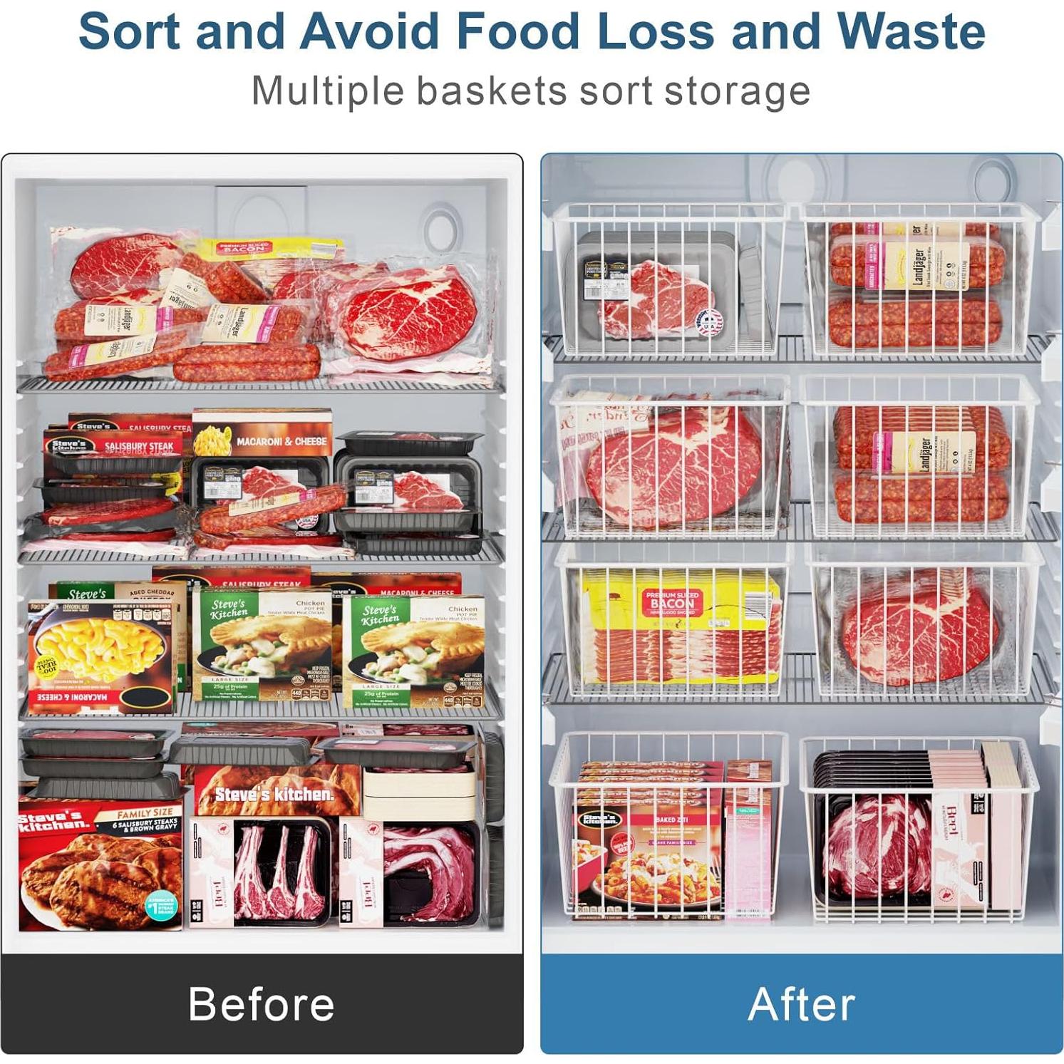 Cestas Organizadoras de Congelador iSPECLE - Paquete de 4 Blancas