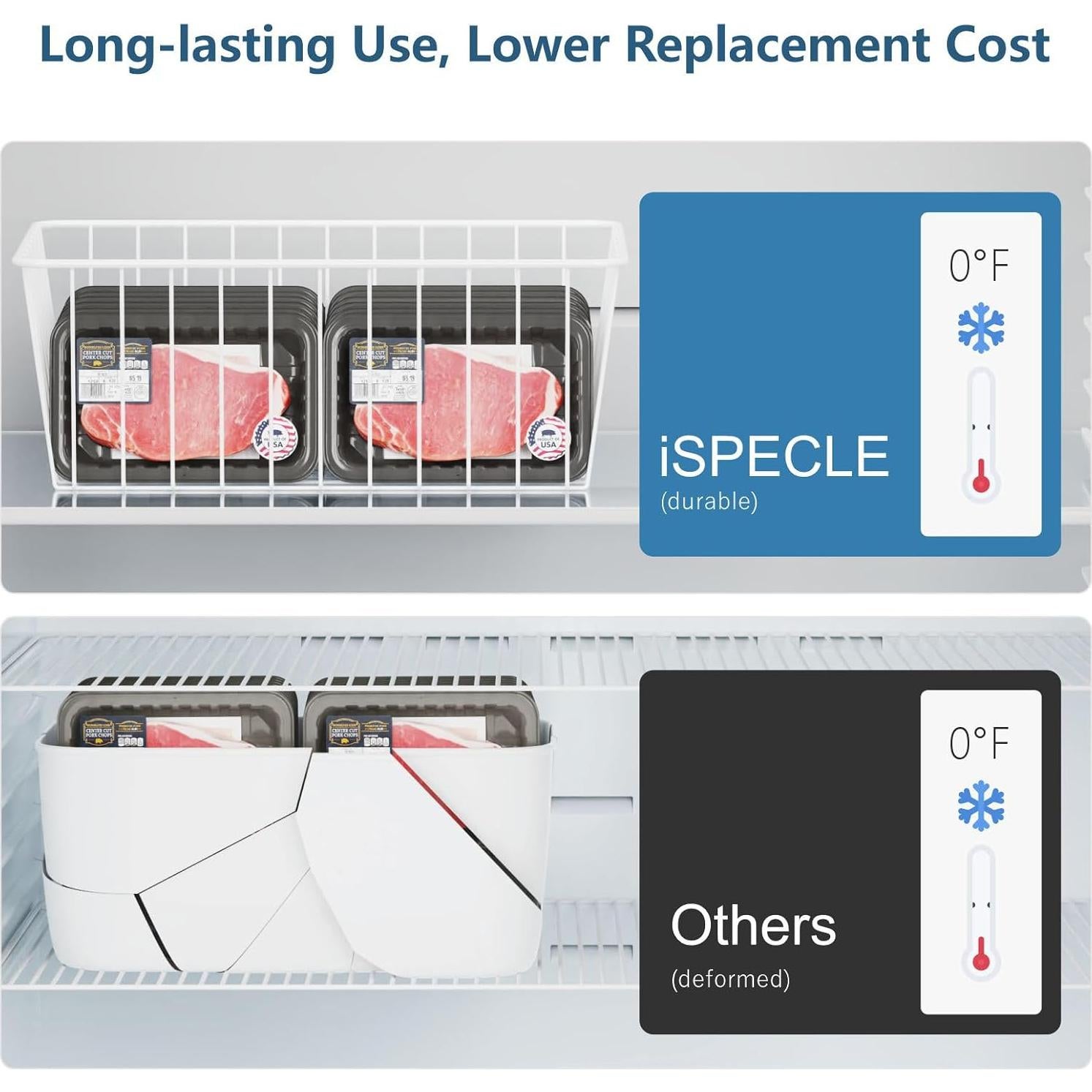 Cestas Organizadoras de Congelador iSPECLE - Paquete de 4 Blancas