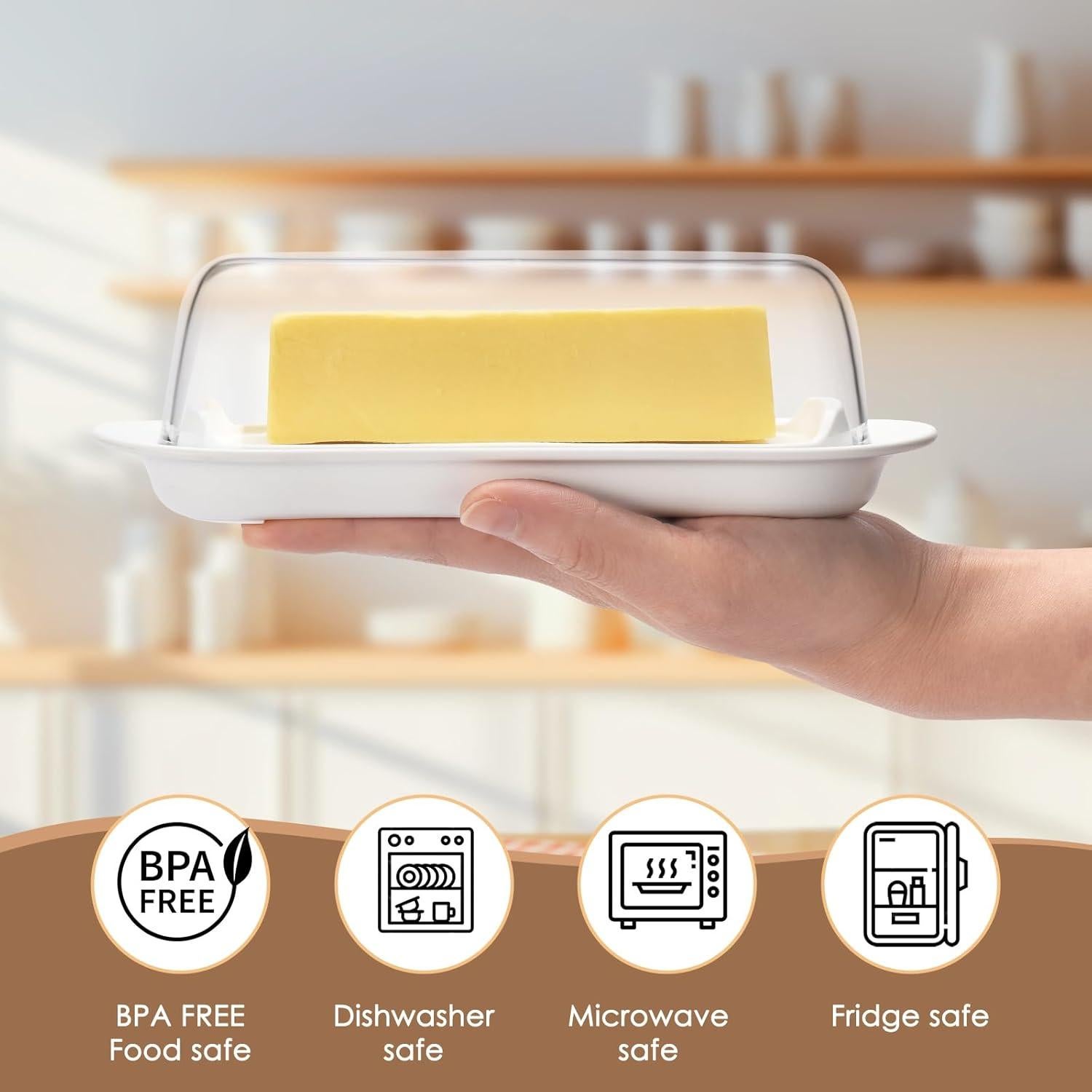 Caja de Mantequilla Hekeieon con Tapa Transparente 20x8.7cm