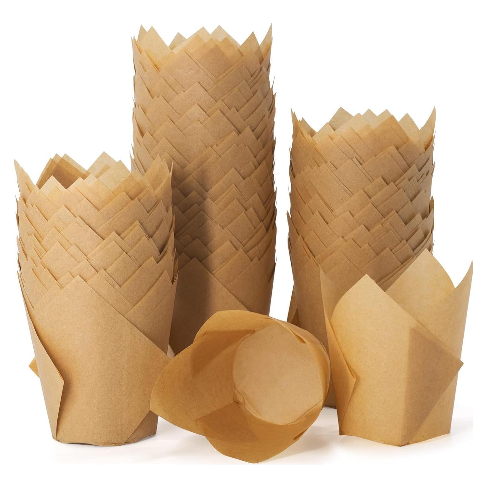 100 Moldes para Hornear Cupcakes Tulipán DC QZHMKJ Naturales