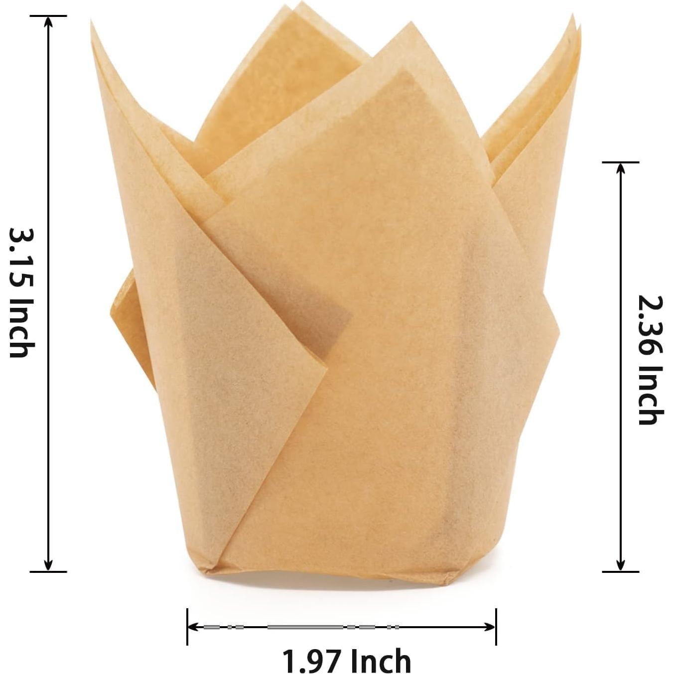 100 Moldes para Hornear Cupcakes Tulipán DC QZHMKJ Naturales