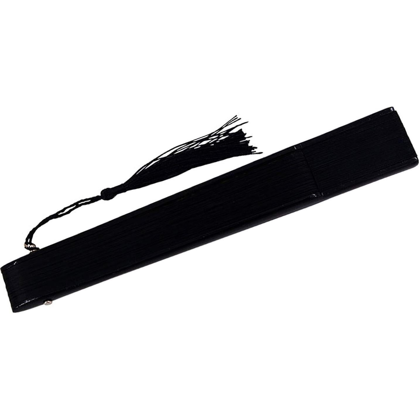 Abanico Plegable de Bambú y Seda Amajiji 21cm Negro