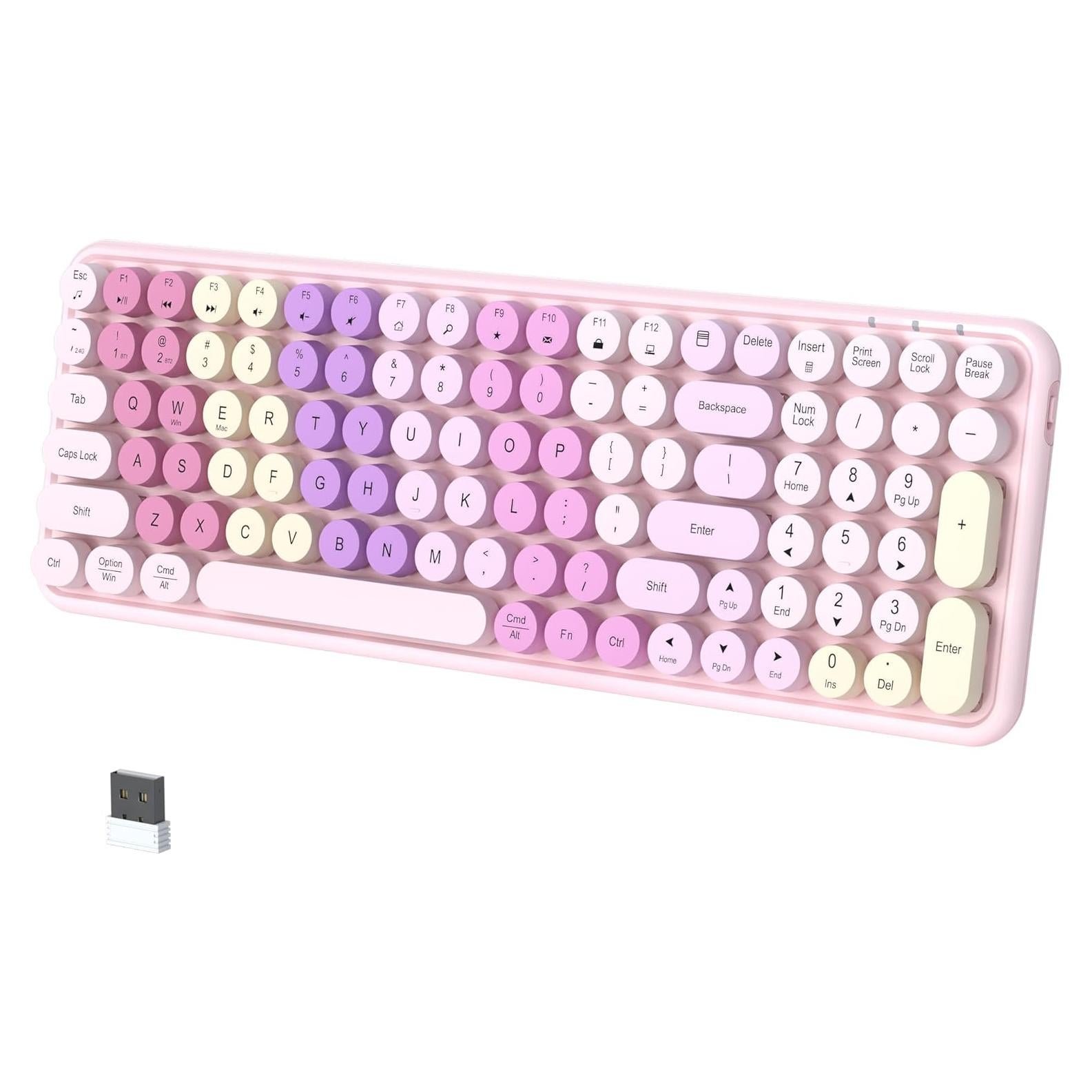 Teclado Bluetooth Inalámbrico COVEVA Rosa Arcoíris 100 Teclas