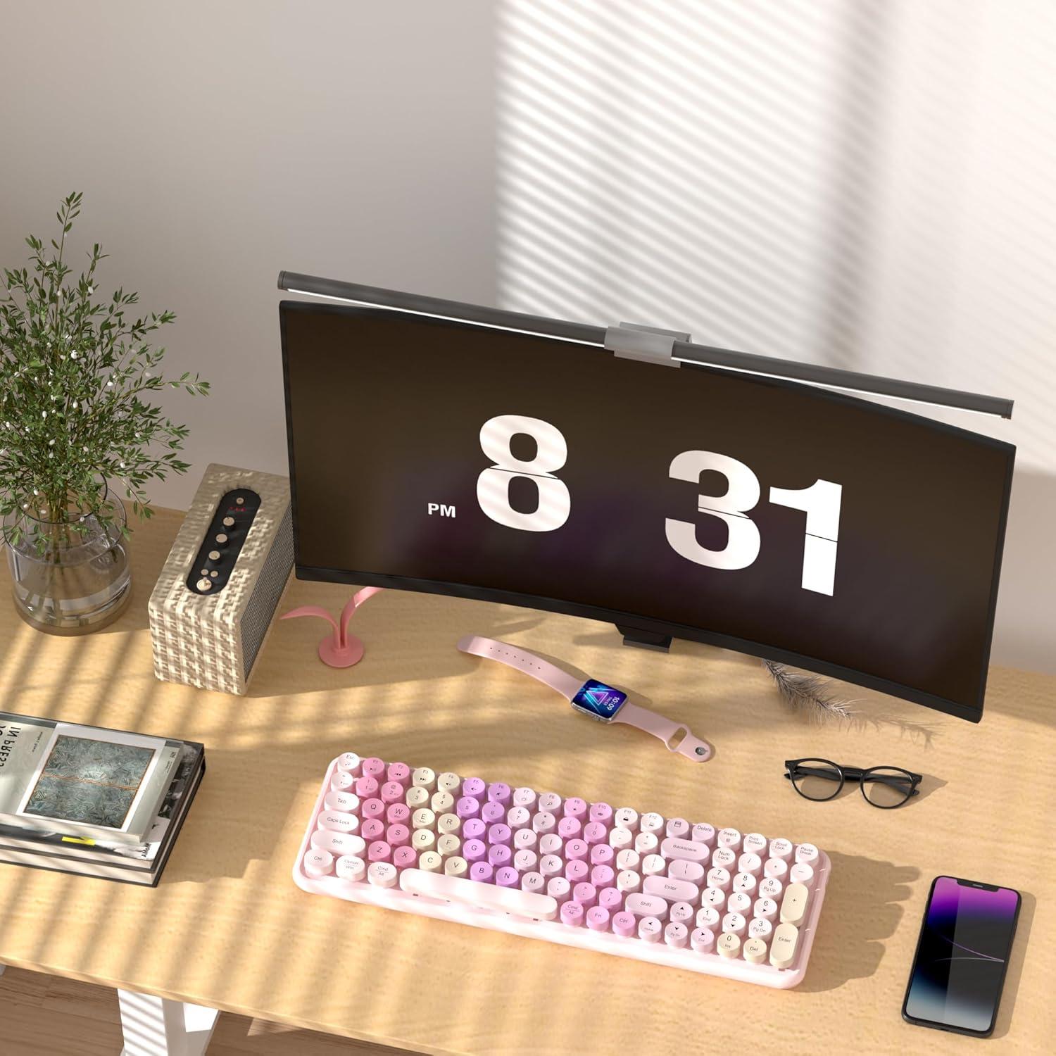 Teclado Bluetooth Inalámbrico COVEVA Rosa Arcoíris 100 Teclas