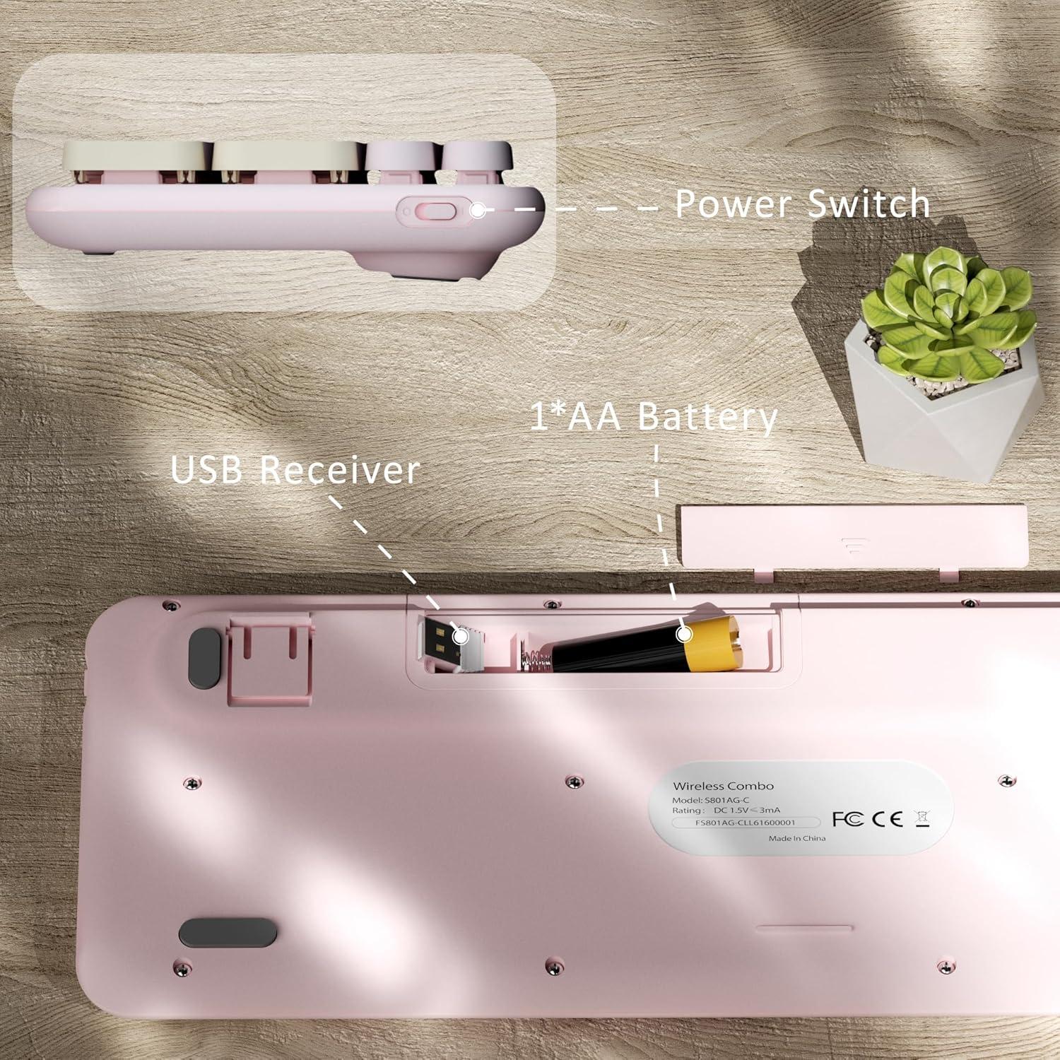 Teclado Bluetooth Inalámbrico COVEVA Rosa Arcoíris 100 Teclas